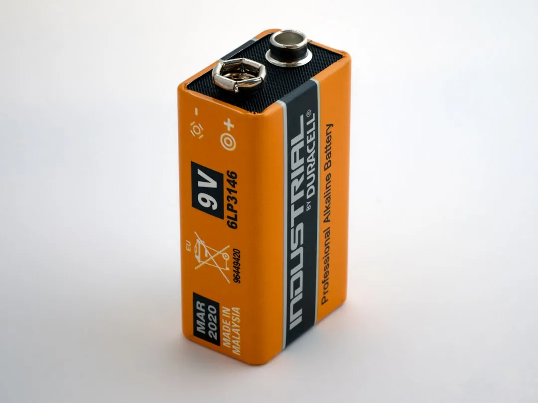 orange 9V Duracell battery | Photo by Brett Jordan on Unsplash