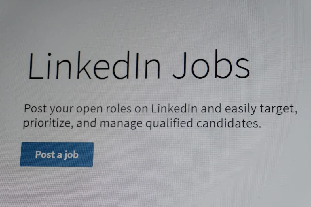 Linkedin jobs interface with 'post a job' button. | Photo by Zulfugar Karimov on Unsplash