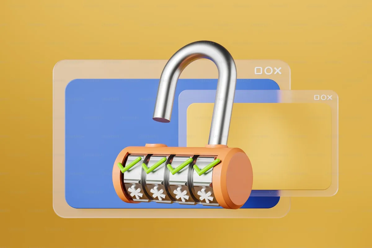 Family using devices at home with a lock icon overlay representing privacy